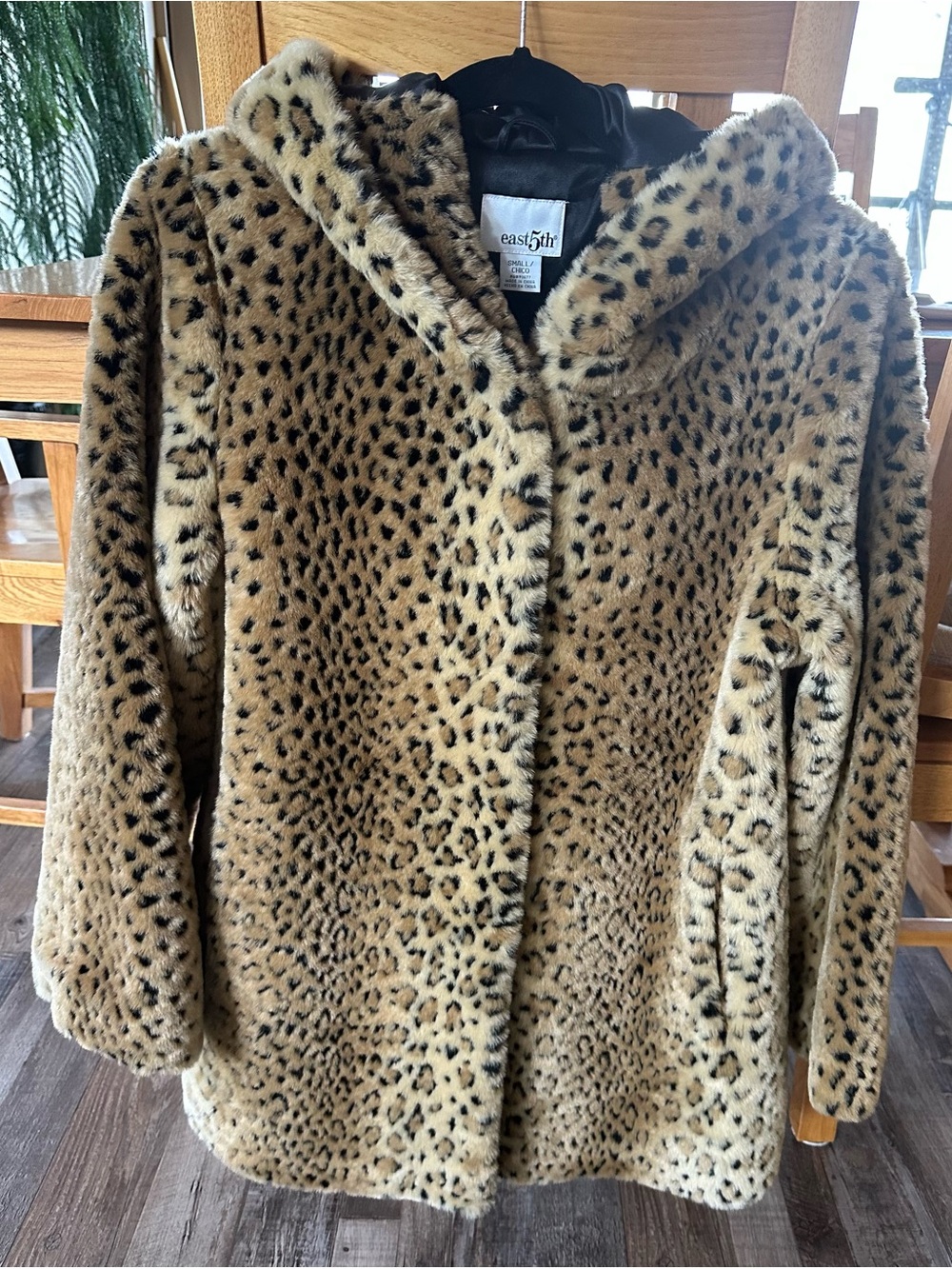 East 5th Leopard Print Faux Fur Coat - Tan